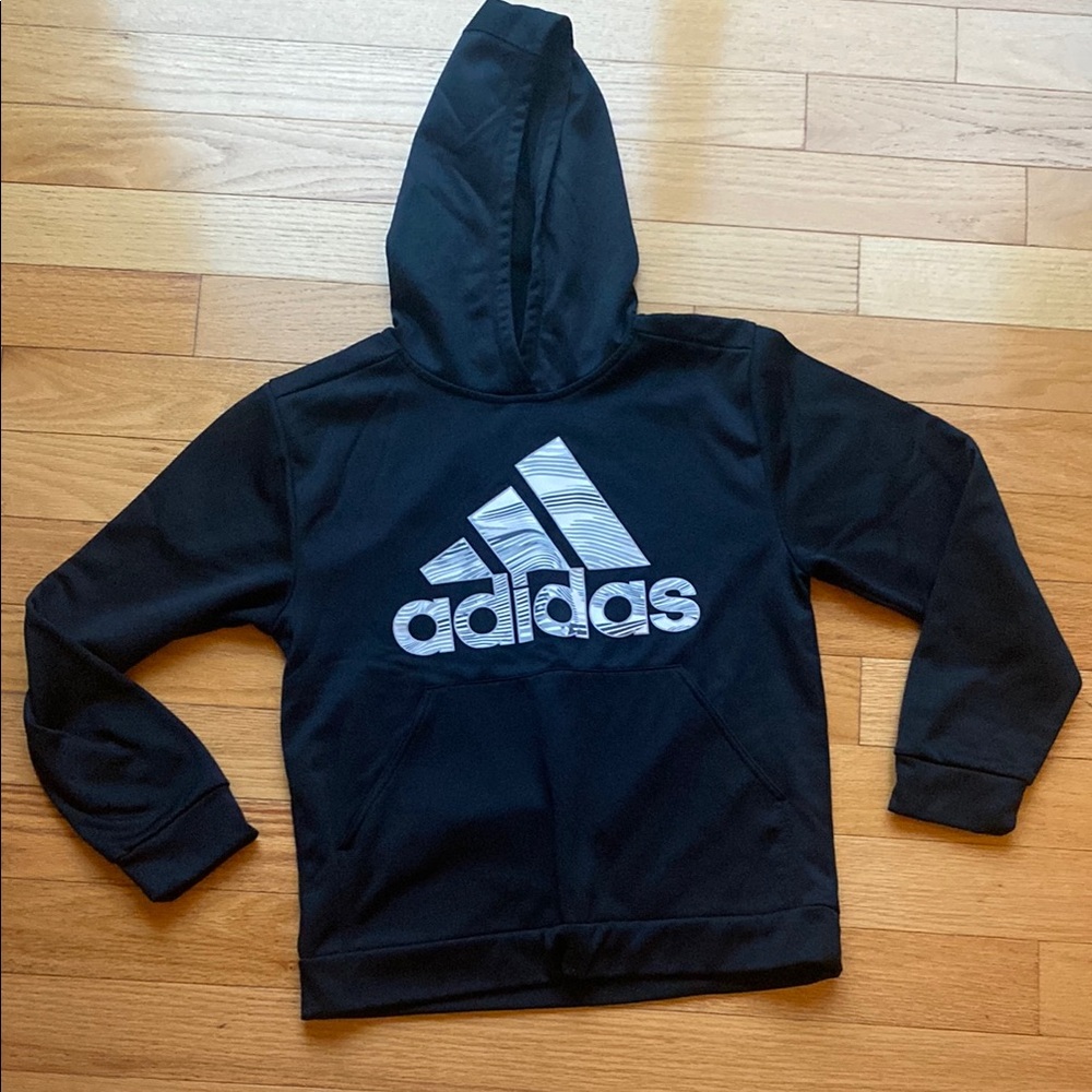 Adidas Kids Black Hoodie with White Logo
